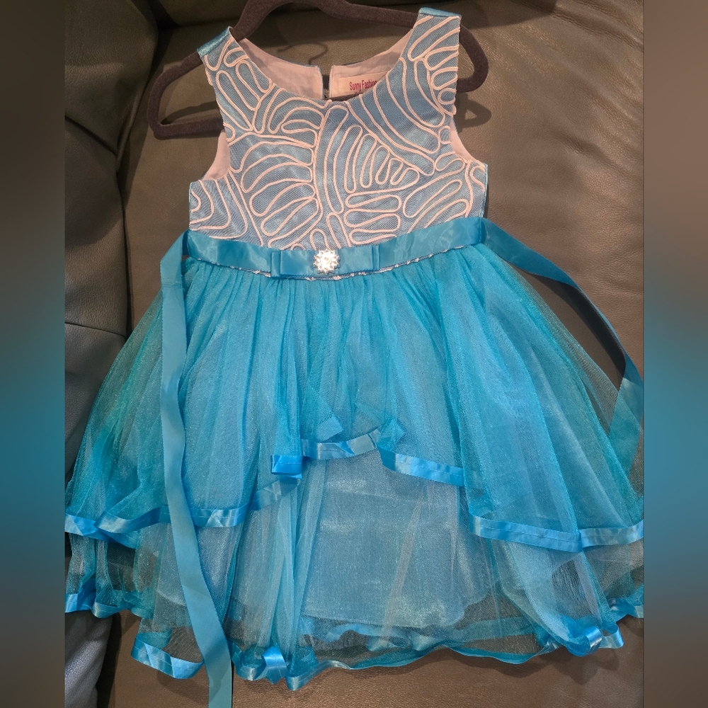 Blue Tulle Party Dress with Embroidered Bodice size 4 Girls